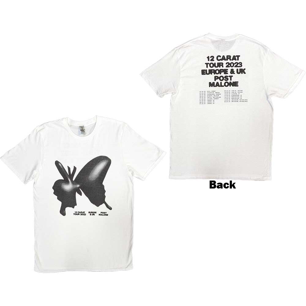 Post Malone Unisex T-Shirt Inflatable Butterfly 2023 Tour White (XL)
