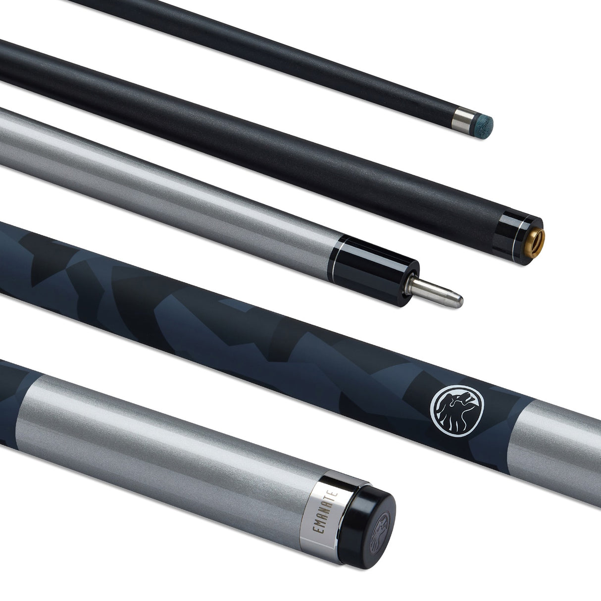 PowerGlide 2pc Carbon Pool Cue Emanate Grey 57" for 10mm Tip (not fitted)