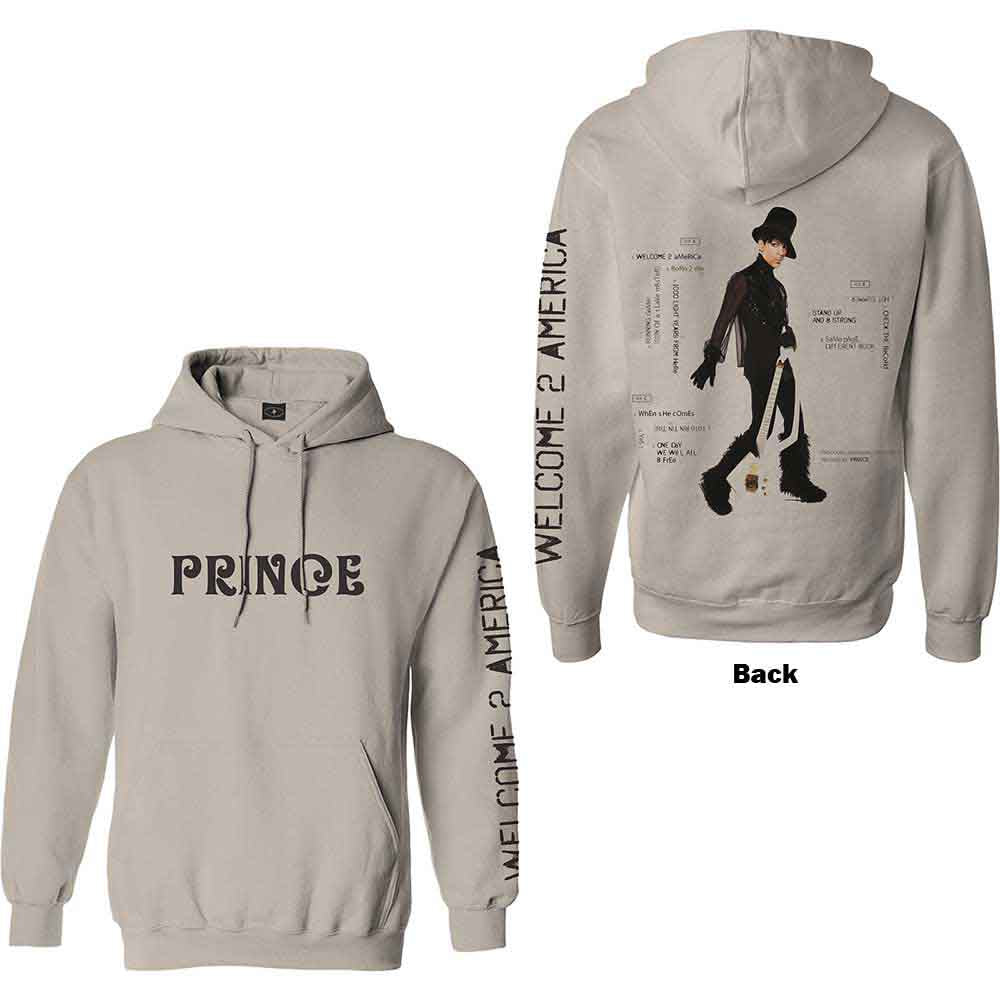Prince Unisex Pullover Hoodie Track List (Back & Sleeve Print) Natural (S)