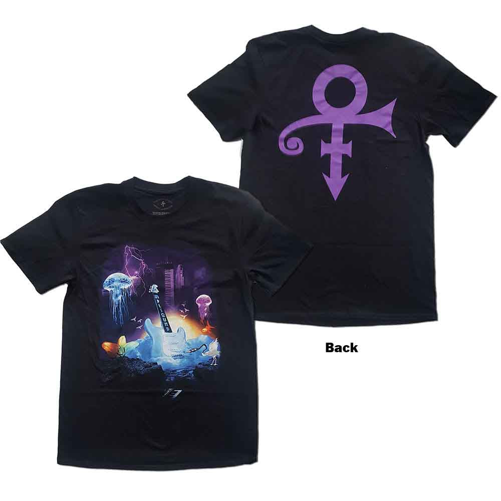 Prince Unisex T-Shirt Lotus Flower (Back Print) Black (L)