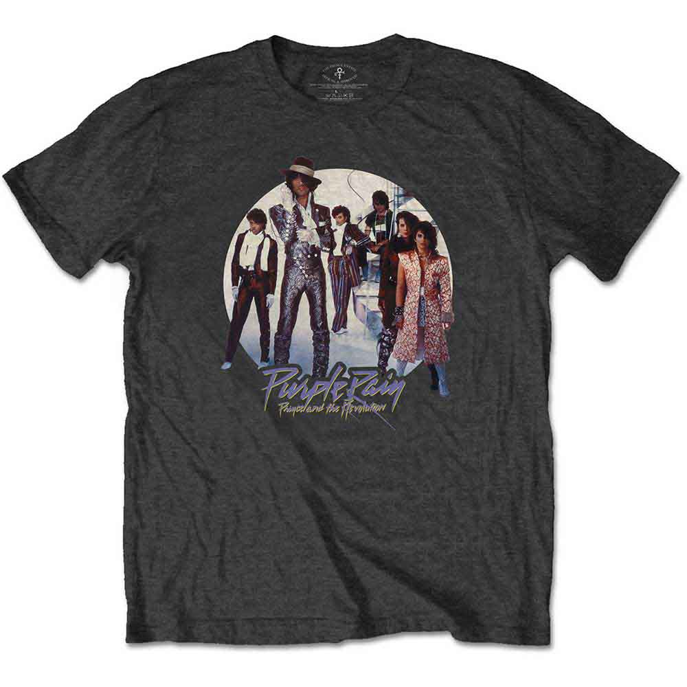 Prince Unisex T-Shirt Purple Rain Circle Charcoal Grey (L)