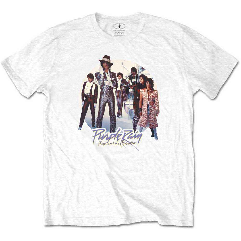 Prince Unisex T-Shirt Purple Rain Circle Charcoal White (XL)