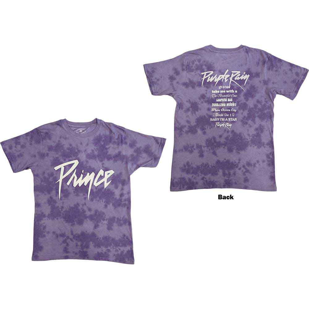 Prince Unisex T-Shirt Purple Rain (Back Print & Dip-Dye) Purple (S)