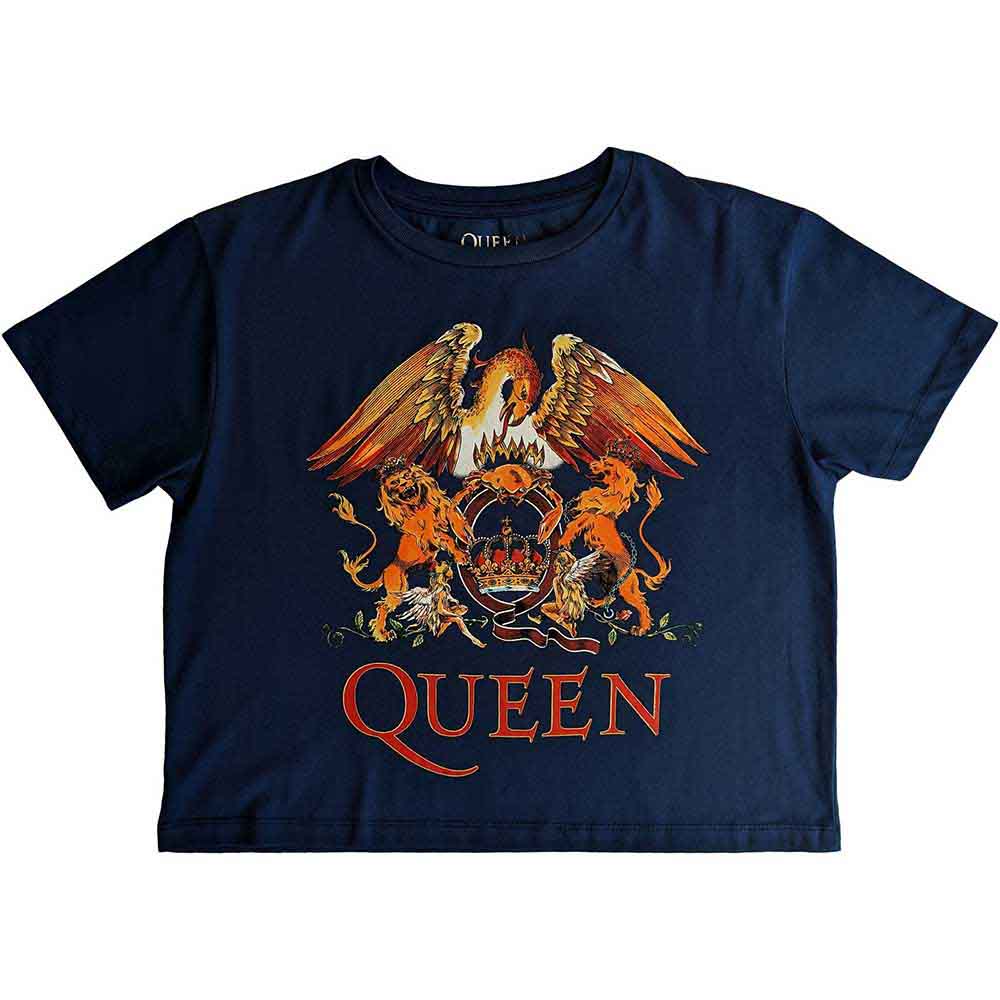 Queen Ladies Crop Top Classic Crest Blue (XL)