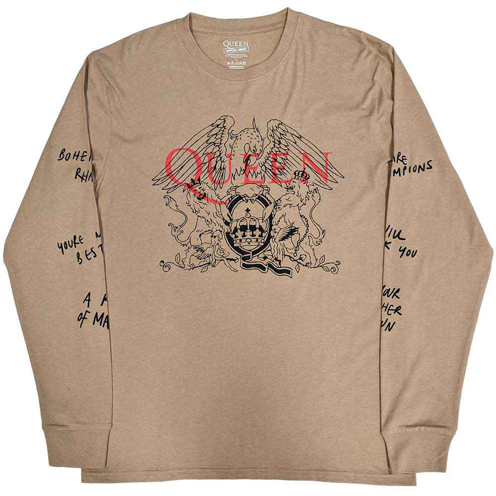 Queen Unisex Long Sleeve T-Shirt Handwritten (Sleeve Print) Sand (S)