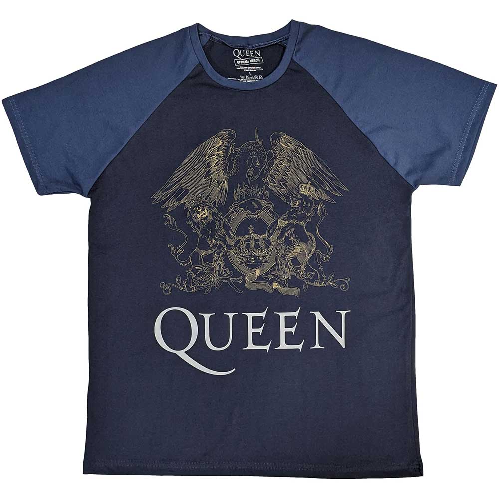 Queen Unisex Raglan T-Shirt Crest Blue (S)