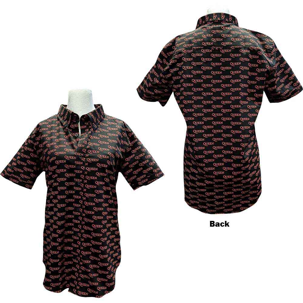 Queen Unisex Casual Shirt Logo Pattern Black (XXL)