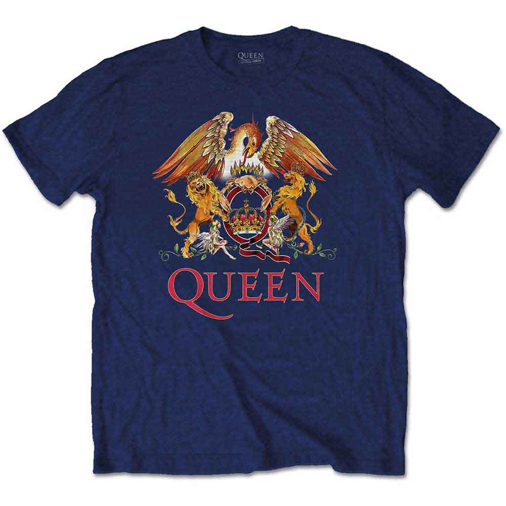 Queen Kids T-Shirt Classic Crest Blue (13-14yrs)