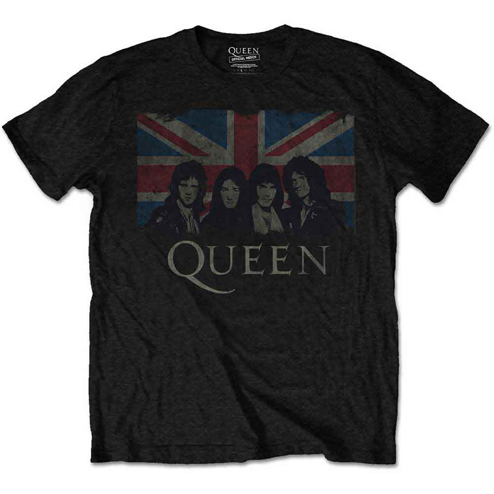 Queen Kids T-Shirt Vintage Union Jack Black (5-6yrs)