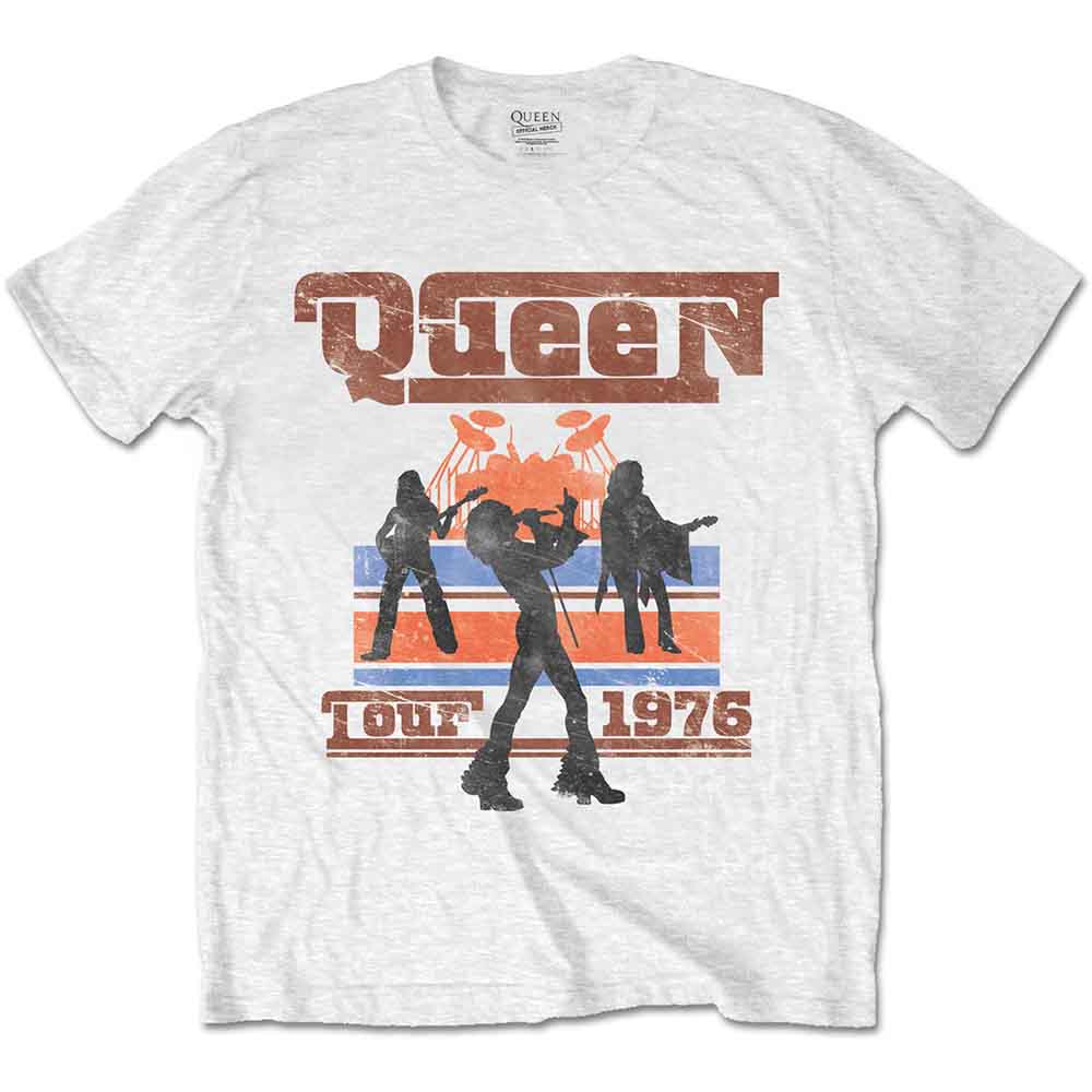 Queen Men's T-Shirt 1976 Tour Silhouettes White (L)