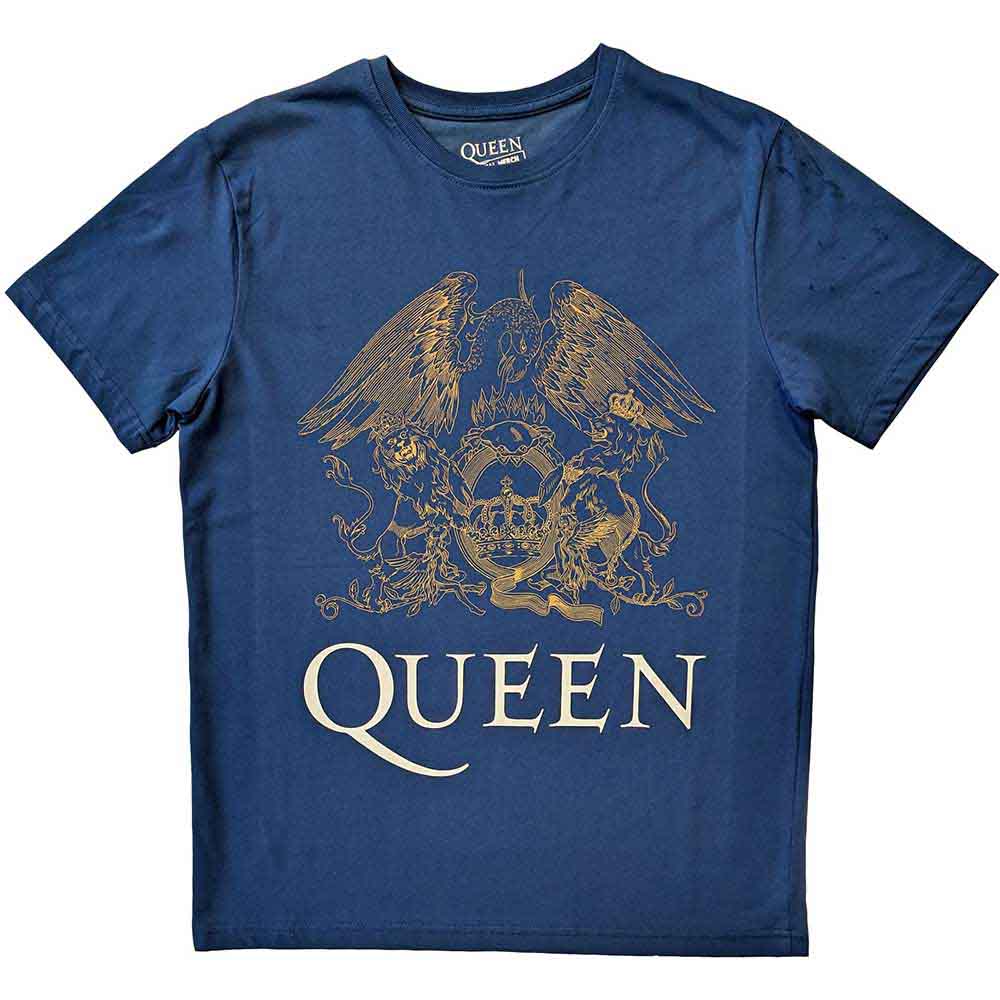 Queen Unisex T-Shirt Crest Blue (L)