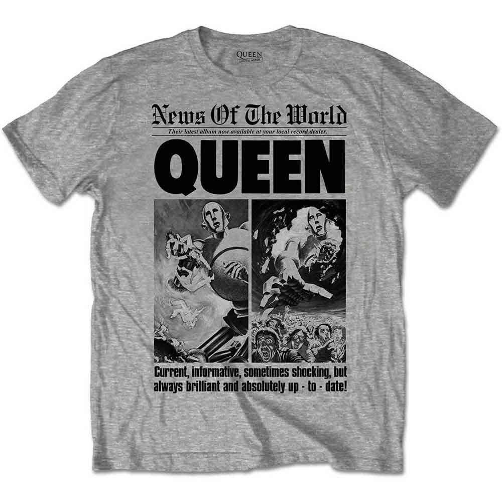 Queen Mens T-Shirt News of the World 40th Front Page Grey (S)