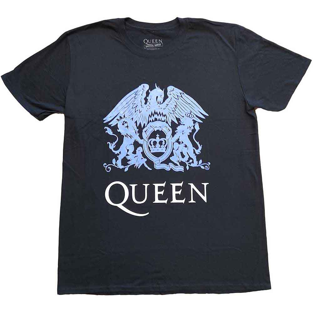 Queen Unisex T-Shirt Blue Crest Black (L)