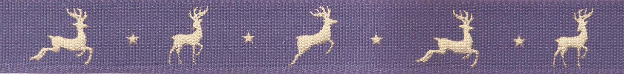 Berisfords Ribbon 15mm x 20m Reindeer Flight Mulberry & Gold (1pc)