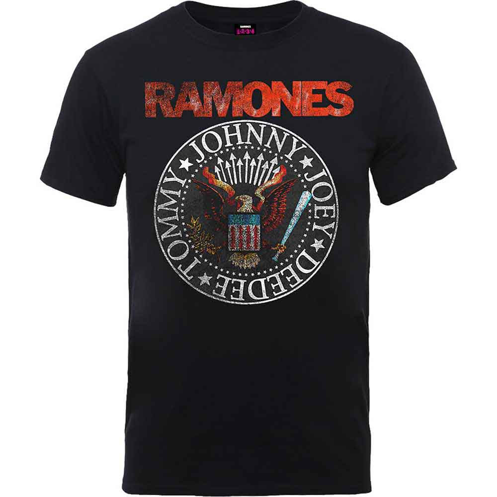 Ramones Men's T-Shirt Vintage Eagle Seal Black (XL)