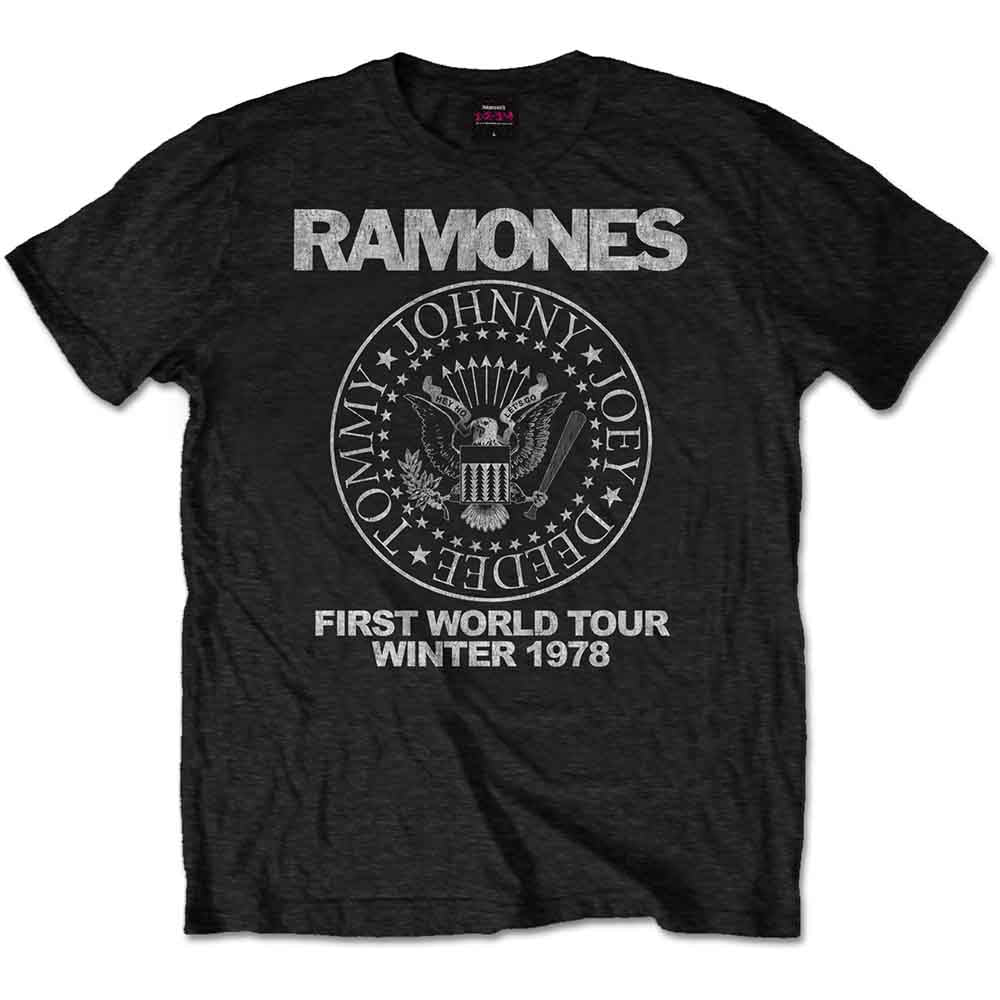 Ramones Men's T-Shirt First World Tour 1978 Black (XL)