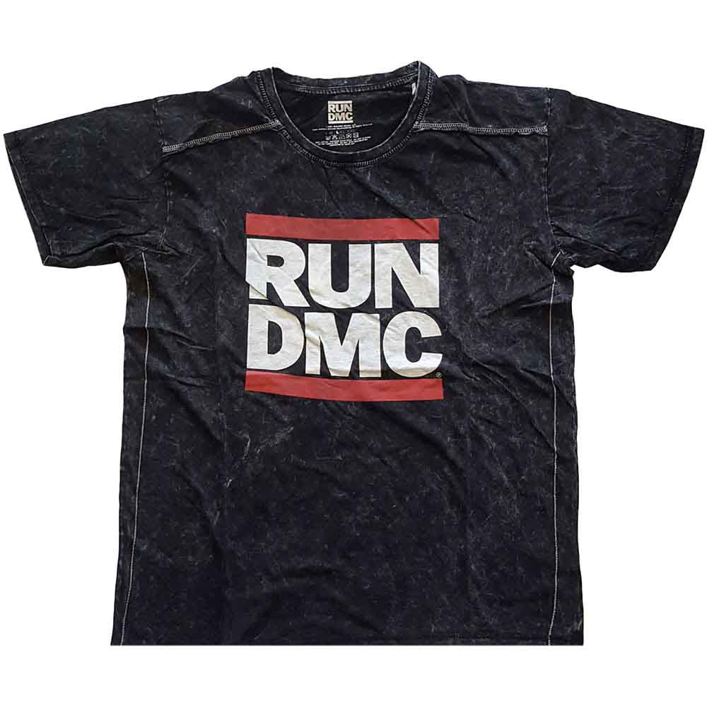 Run DMC Unisex T-Shirt (Snow Wash) Logo Black (XL)