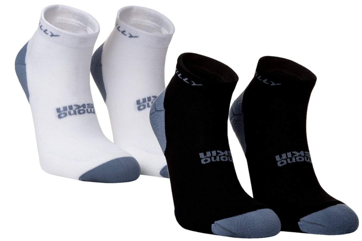 Hilly Active 1/4 Socks Minium White/Black/Grey (UK Sive 12-13) Twin Pack