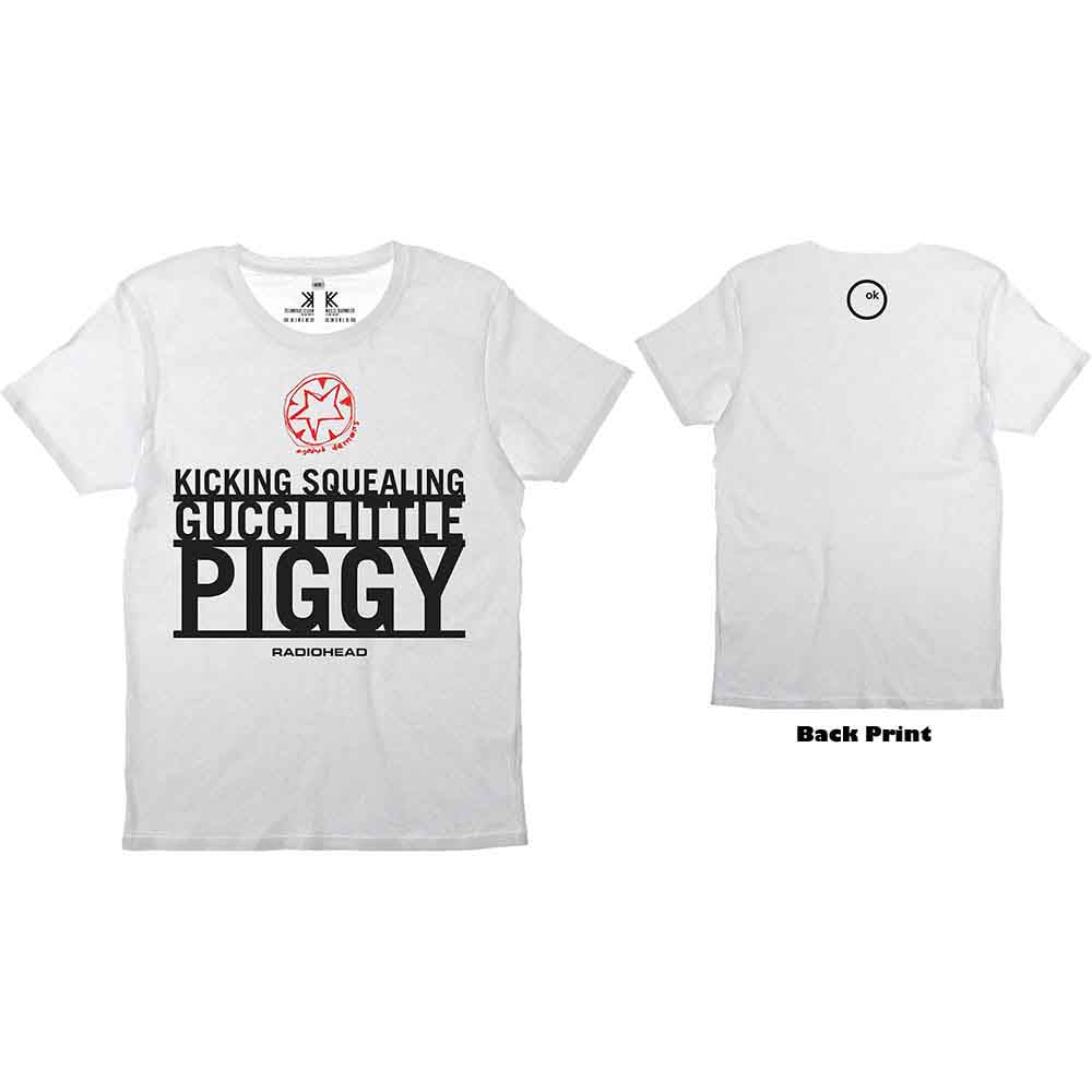 Radiohead Unisex T-Shirt Gucci Piggy (Back Print) White (L)