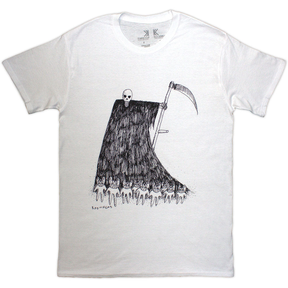 Radiohead Unisex Organic T-Shirt Grim Reaper White (M)