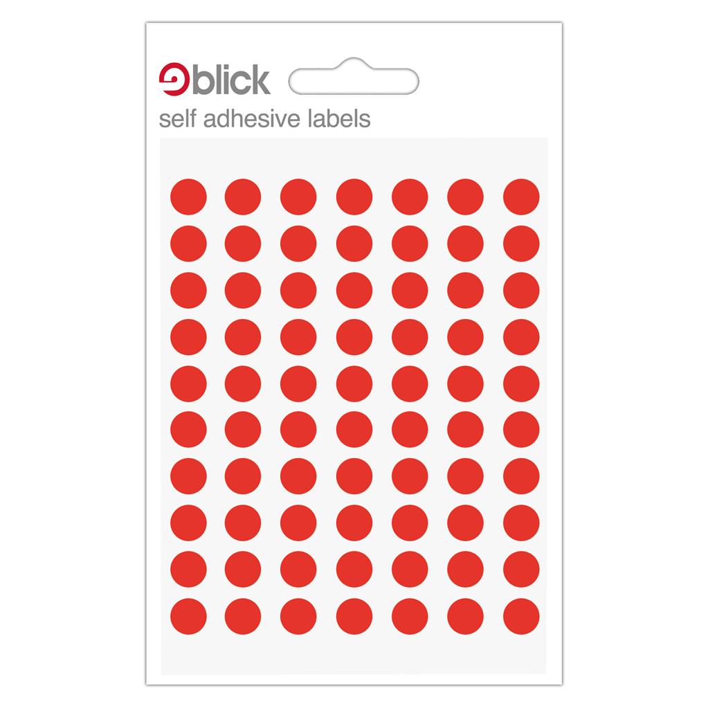 Blick Self Adhesive Labels Circles 8mm Red (490pc)