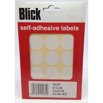 Blick Self Adhesive Labels Circles 29mm White Office Pack