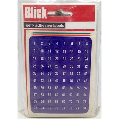 Blick Self Adhesive Labels Numbered 1-160 White on Purple