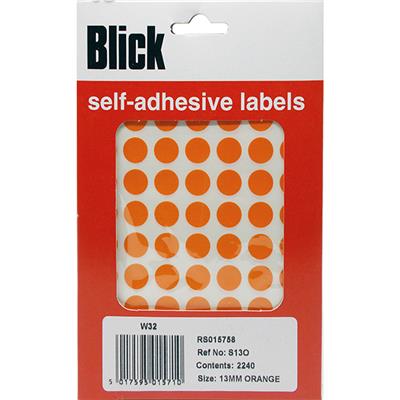 Blick Self Adhesive Labels Circles 13mm Orange (2240pc)