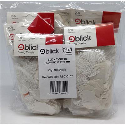 Blick Tags Hanging Tickets White 18mm x 29mm (200pc)