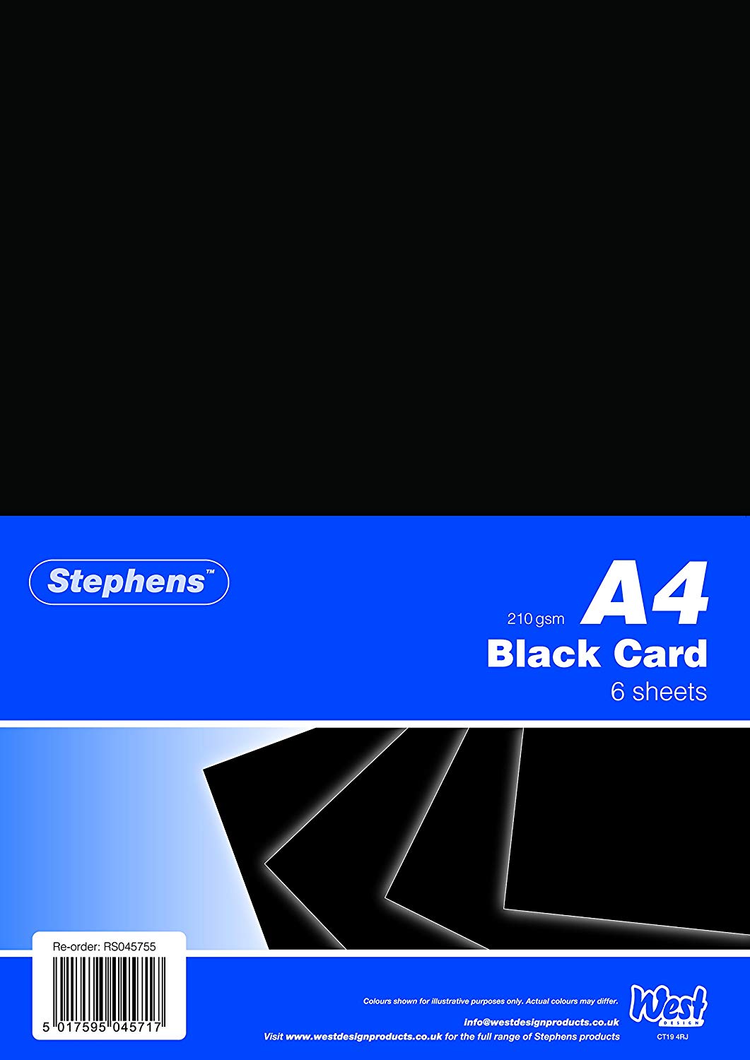 Stephens A4 Black Card 210gsm 6shts