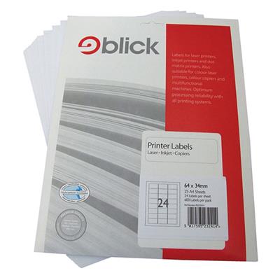Blick A4 Printer Labels 64mm x 34mm (24 per Sheet) 25pk