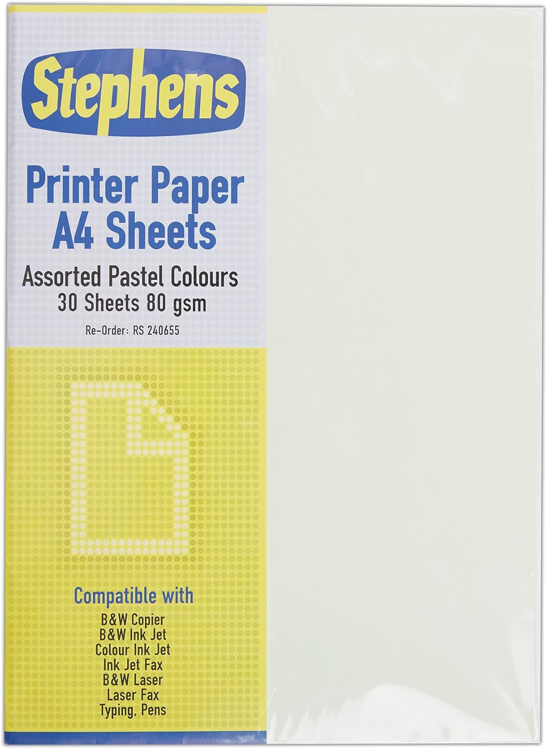 Stephens A4 Printer Paper Pastel Colours 80gsm 30shts