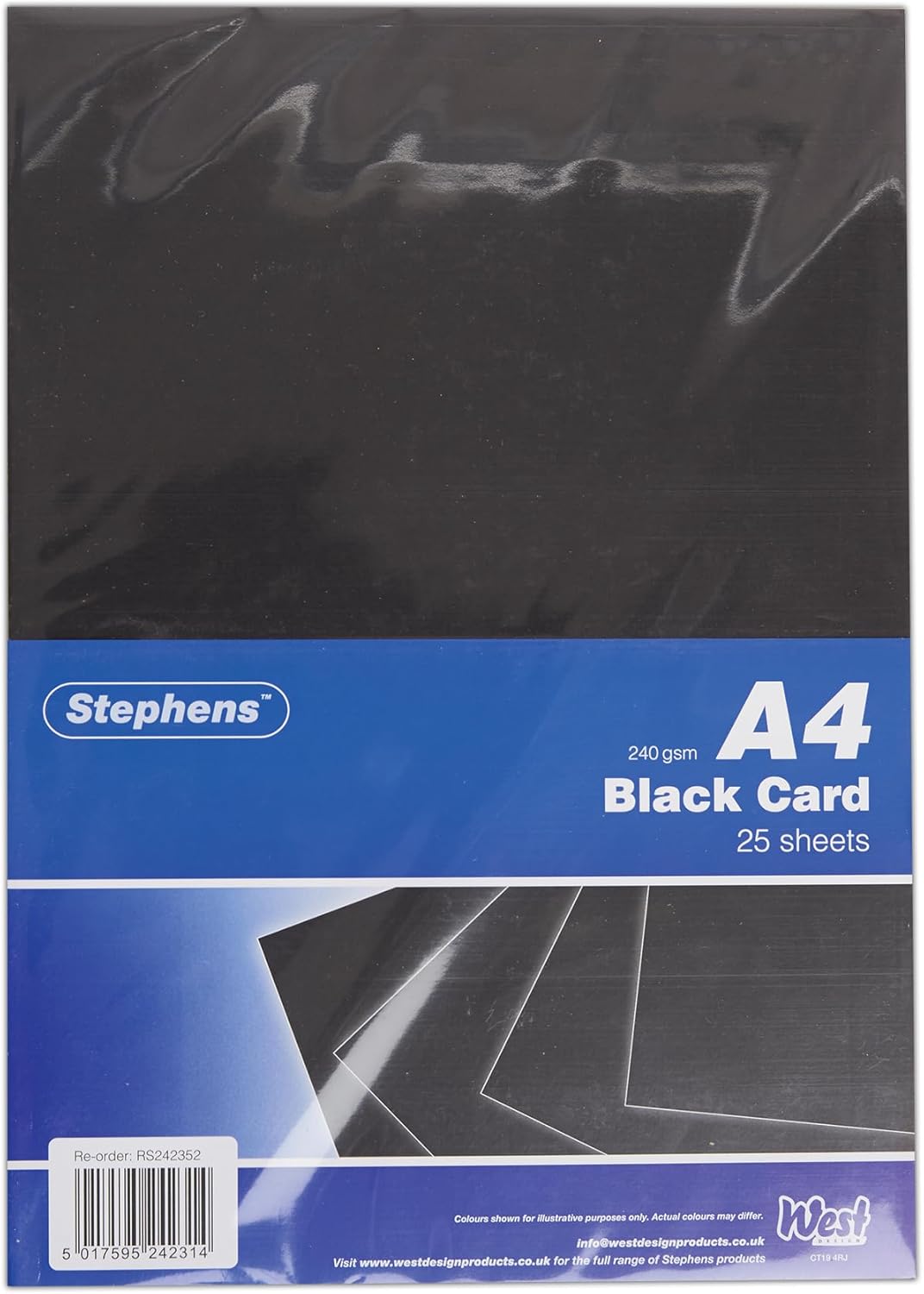 Stephens A4 Black Card 240gsm 25shts
