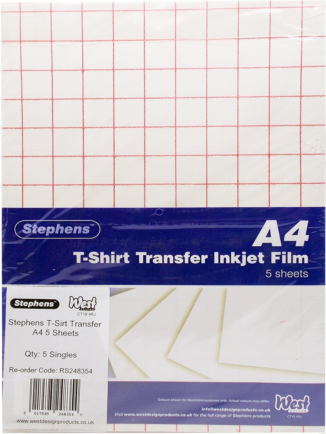 Stephens A4 Iron-On T-Shirt Transfer Film 5shts