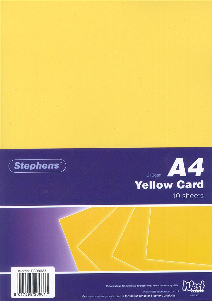Stephens A4 Yellow Card 210gsm 10shts