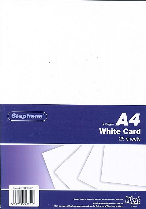 Stephens A4 White Card 210gsm 25shts