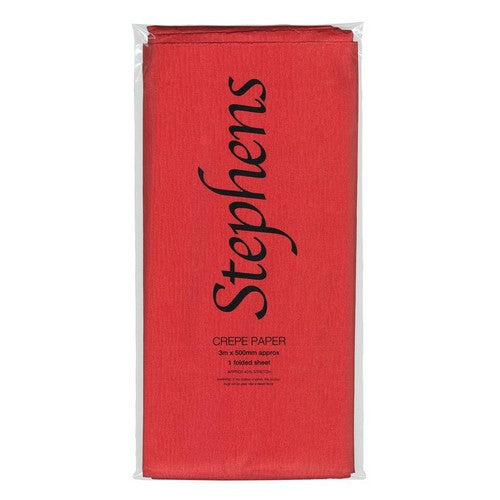 Stephens Crepe Paper 500m x 3m Red (1sht)