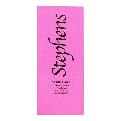 Stephens Crepe Paper 500m x 3m Pink (1sht)