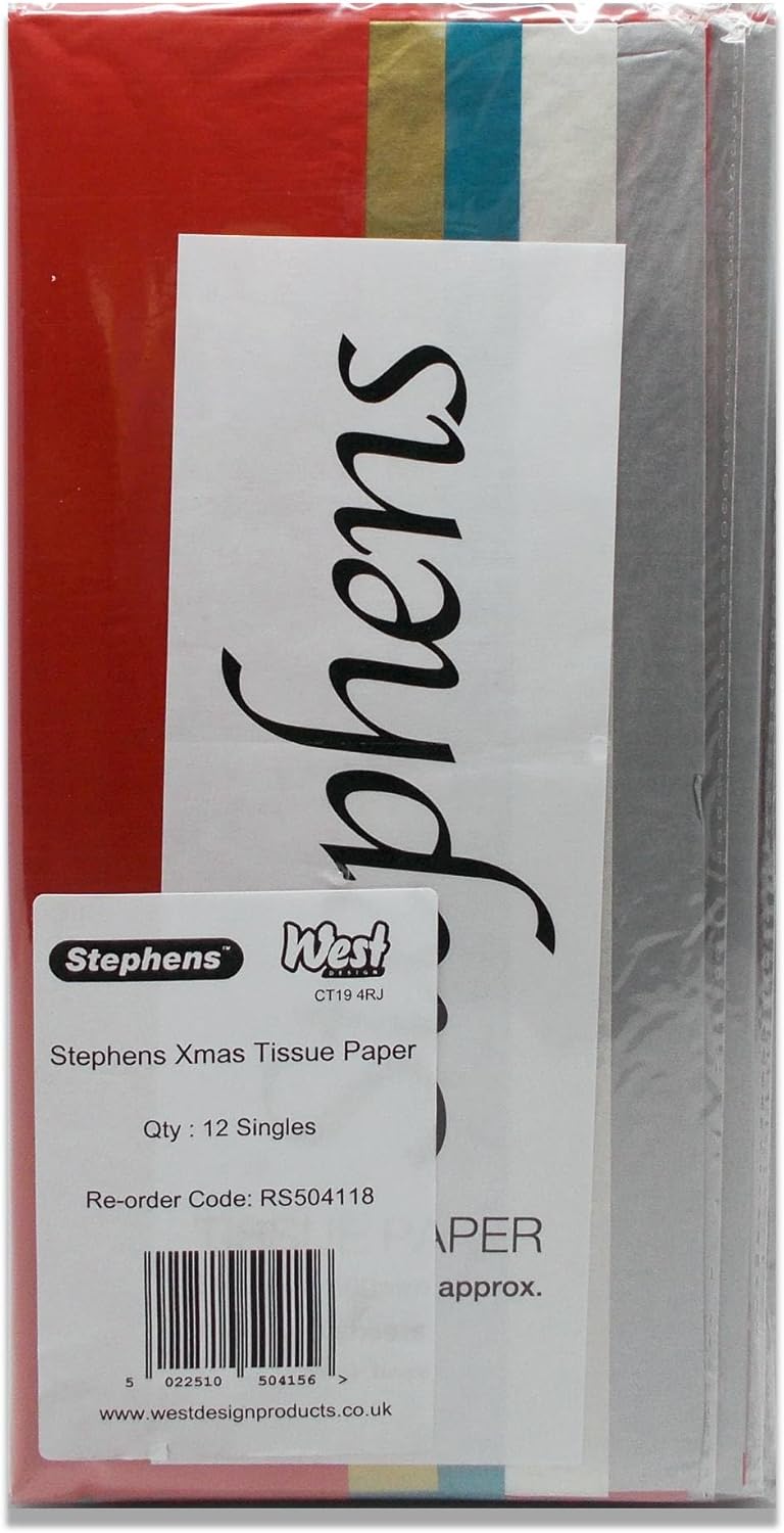Stephens Tissue Paper Xmas Colours 750mm x 500mm 5shts
