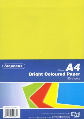 Stephens A4 Bright Coloured Paper 80gsm 50shts
