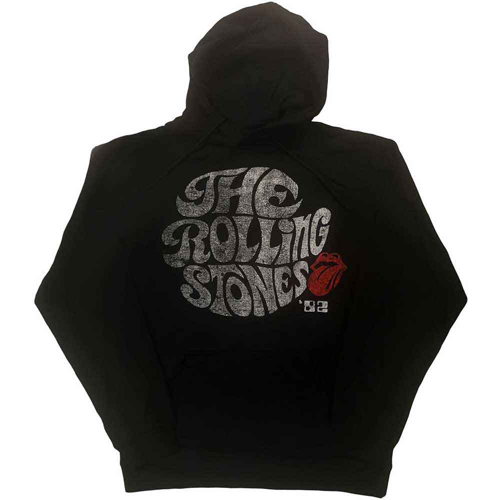 The Rolling Stones Unisex Pullover Hoodie Swirl Logo '82 (Eco-Friendly) Black (XL)