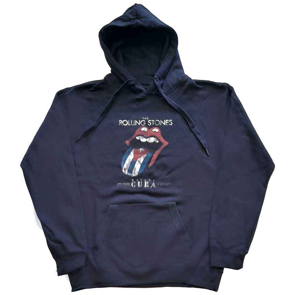 The Rolling Stones Unisex Pullover Hoodie Havana Cuba Blue (M)