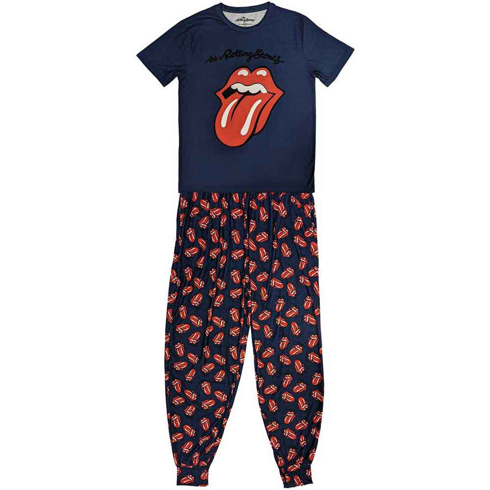 The Rolling Stones Unisex Pyjamas Classic Tongue Blue/Red (L)