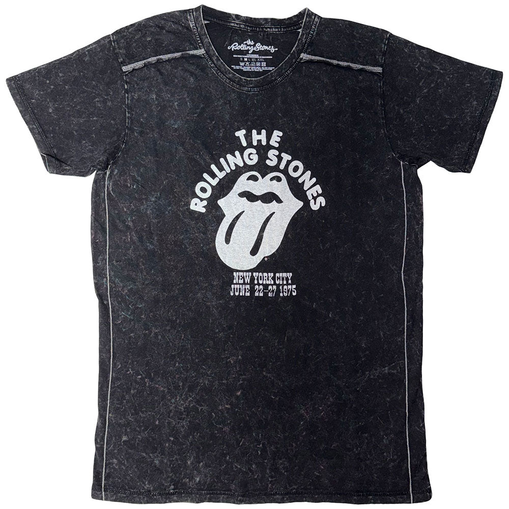 The Rolling Stones Unisex T-Shirt (Snow Wash) NYC '75 Black (XXL)