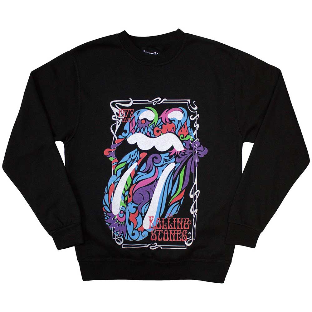 The Rolling Stones Unisex Sweatshirt Colour Swirls Black (XXL)
