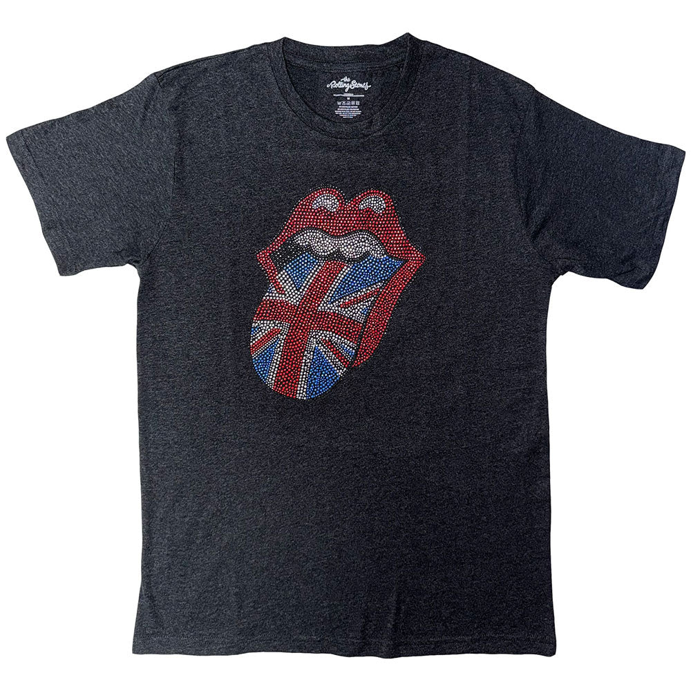 The Rolling Stones Unisex T-Shirt Classic UK (Diamante) Grey (S)