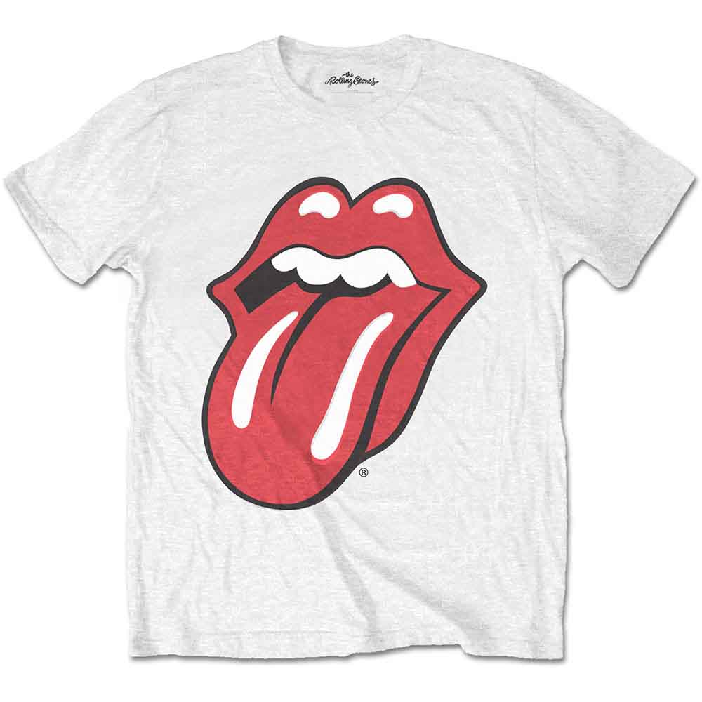 The Rolling Stones Men's T-Shirt Classic Tongue Soft Hand Inks White (XL)
