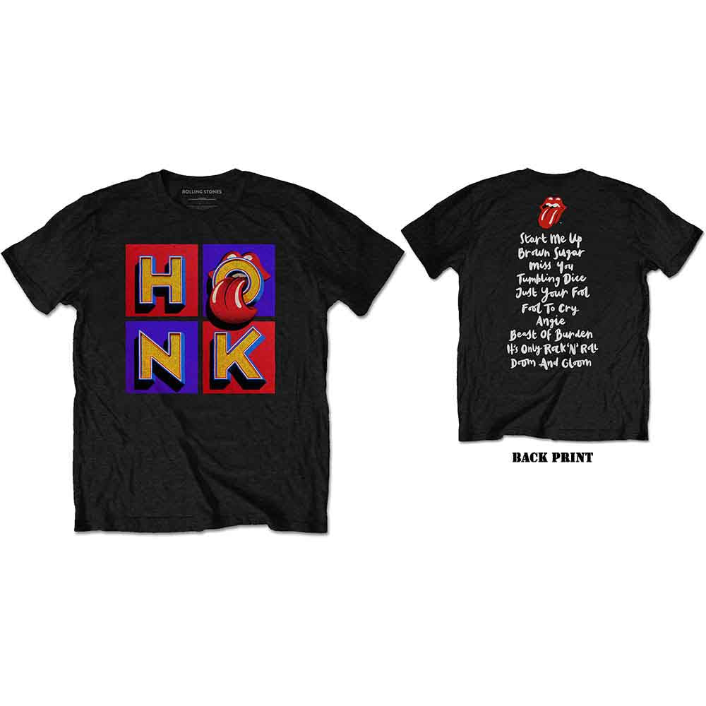 The Rolling Stones Unisex T-Shirt Honk Album Tracklist (Back Print) Black (M)