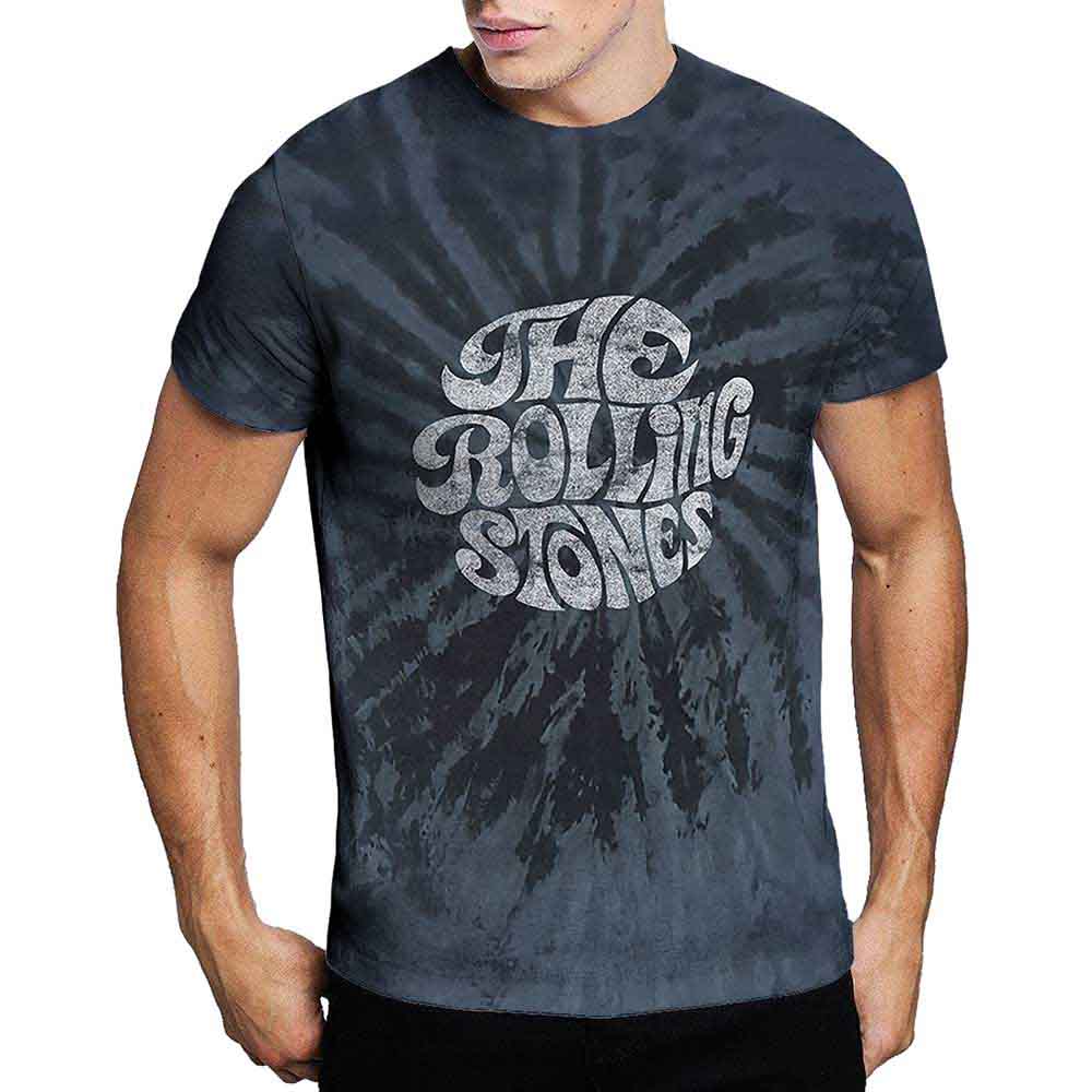 The Rolling Stones Unisex T-Shirt 70's Logo (Dip-Dye) Black (S)