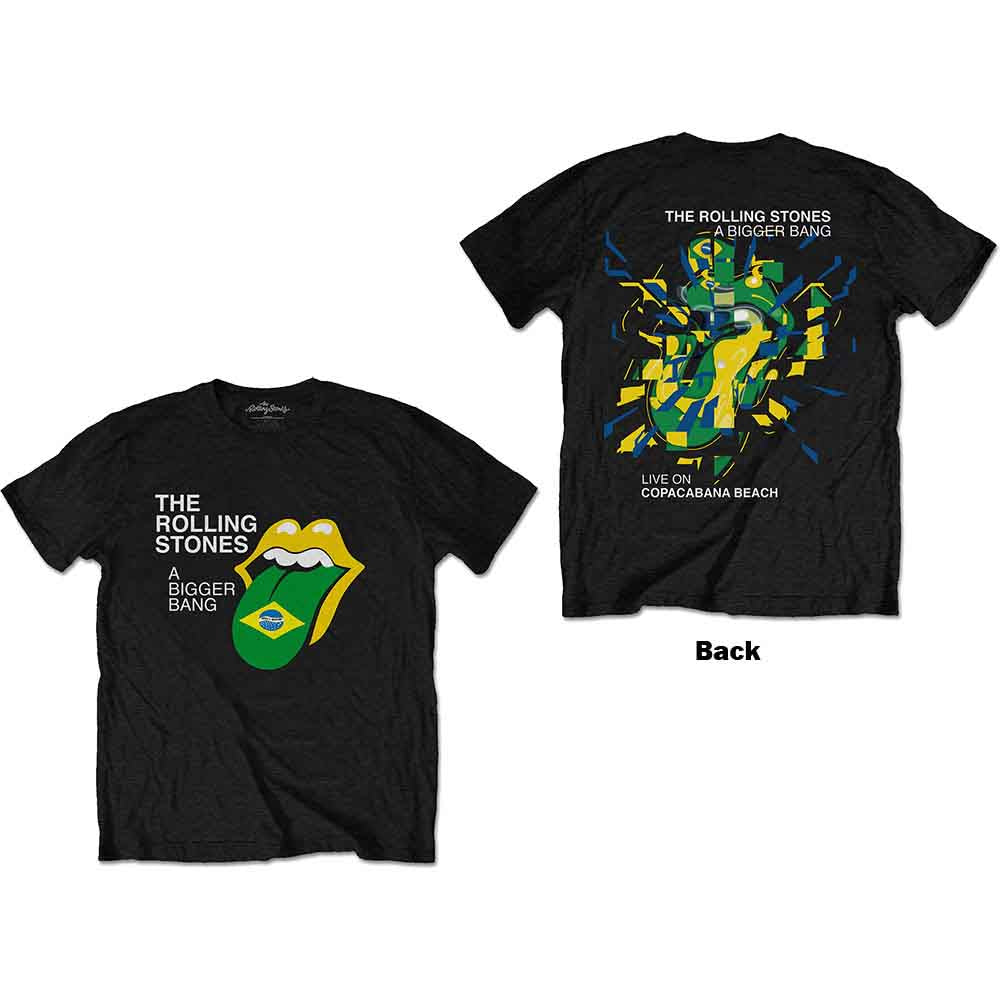 The Rolling Stones Unisex T-Shirt Bigger Bang Brazil '80 (Back Print) Black (XXL)